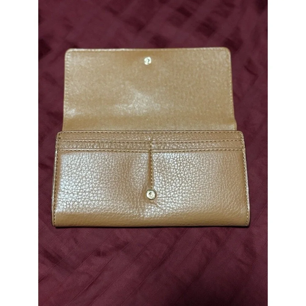 Michael Kors Brown Saffiano Leather MK Logo Envelope Wallet